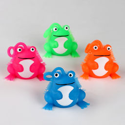 Цена за 8 шт. Мяч детский резиновый ёжка световой «Лягушка», цвета МИКС , в шоубоксе