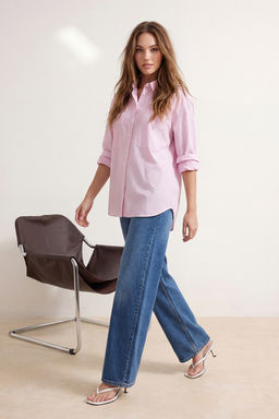 TRENDYOLMILLA Mavi Cizgili Cep Detayl? Oversize/Genis Kal?p Dokuma Gomlek TWOAW23GO00359  фото 40