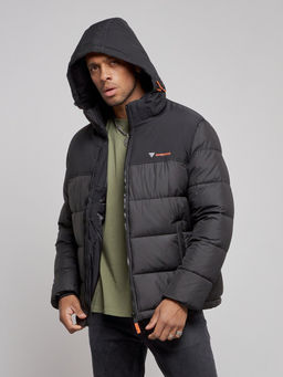 Куртка мужская зимняя с капюшоном спортивная великан черного цвета 8377Ch - Wonderrman фото 7