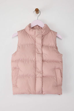 Pembe Duz/Basic Dik Yaka Regular Fit K?z Cocuk Sisme Yelek TKDAW26YE00000 - Trendyolmilla фото 2