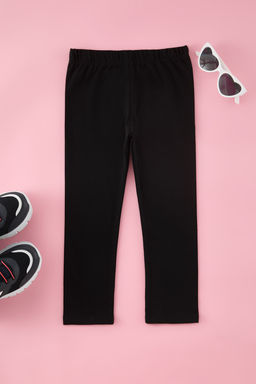 Siyah K?z Cocuk Pamuklu Orme 3/4 Boy Tayt TKDSS25TA00008 - Trendyolmilla фото 3