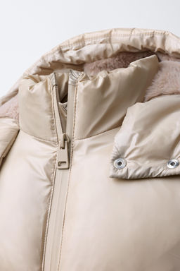 SHINY PUFFER JACKET WITH FAUX FUR LINING - Zara фото 5
