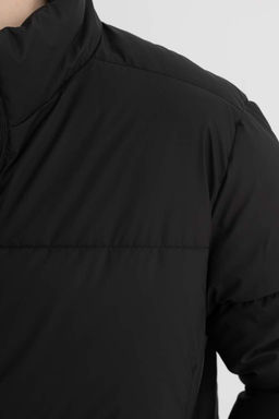 Пальто приталенного кроя с воротником-стойкой на подкладке - Defacto фото 5