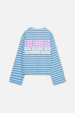 STRIPED T-SHIRT WITH SLOGAN - Zara фото 2
