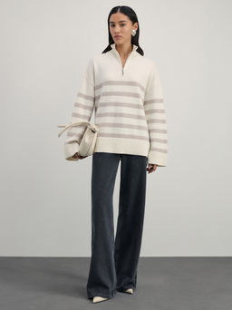 Джемпер на молнии в полоску / Zarina  фото 2