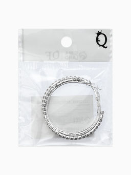 Серьги-кольца со стразами d=4,5см, цвет белый в серебре