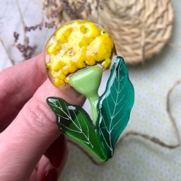 Брошь Желтый одуванчик