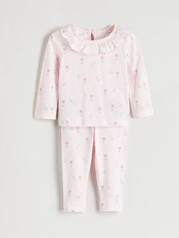 Bebe Yaka K?z Bebek Bluz ve Pantolon 2li Tak?m