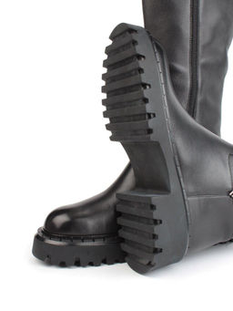 02-FJ725-1M BLACK Сапоги зимние женские (натуральная кожа, байка, натуральный мех)