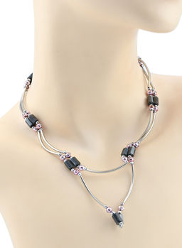 Бусы-браслет магнитные с гематитом 5*8мм, цв.малиновый, 90см Радуга камня  фото 6