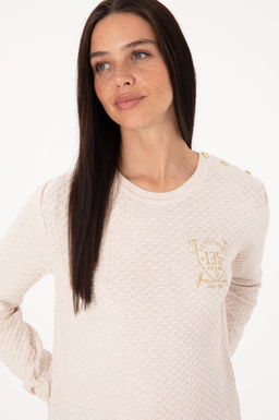 Kad_n Krem Melanj Bisiklet Yaka Kazak - U.s. polo assn фото 2