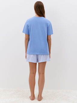 0235D TENERO Пижама жен. (Футболка +шорты) azzurro/multicolor