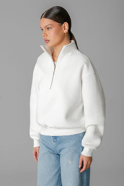 Арт. 1903 Свитшот женский с начесом полузамок 42-50 (5 шт) Цвет:молочный - Калинка фото 6