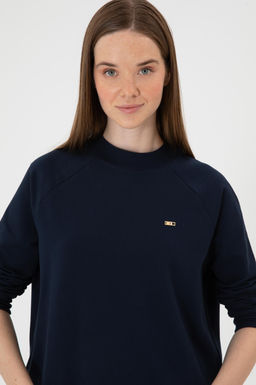 Kad_n Lacivert Regular Bisiklet Yaka Basic Sweatsh_rt
