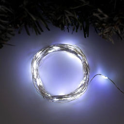 Гирлянда Нить 5 м, роса, IP20, серебристая нить, 50 LED, 2 режима, от батареек AAх3, свечение белое