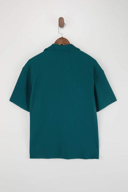 Yesil Oversize Polo Yaka Duz Polo Yaka T-shirt TMNSS23PO00020