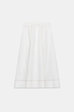 FALDA CRUZADA PESPUNTES CON LINO / Blanco - Zara фото 3