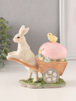 Фигурка полистоун Кролик везёт тележку с цыплёнком и пасхальным яйцом, 13.5?6?13 см
