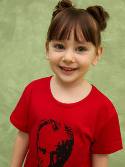 Bisiklet Yaka Atat?rk Bask?l? K?z Bebek Ti??rt - Waikiki фото 2