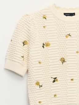 Джемпер с коротким рукавом с вышивкой / Zarina фото 3