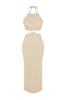 TRENDYOLMILLA Yesil Cizgili Maxi Orme Dokulu Aksesuarl? Plaj Elbisesi TBESS23EL00066 фото 9