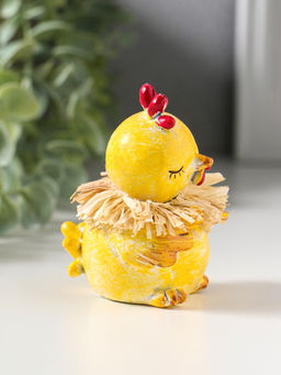 Фигурка полистоун Жёлтый цыплёнок с соломенным венком, 7?7?8 см