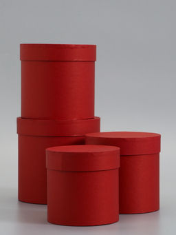 Набор шляпных коробок  4 в 1 "Вишневый", 18 × 18 ‒14 × 14 см