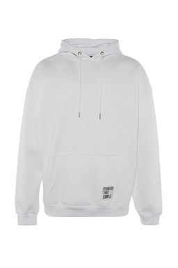 TRENDYOL MAN Beyaz Oversize/Genis Kesim Kapusonlu Etiketli Ici Polar/S?cak Tutan Sweatshirt TMNAW21SW2005 - Trendyolmilla фото 5