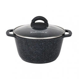 ЛА_АП_GRANIT (black) Кастрюля 2,5л со стекл крышкой, арт. кгч25а