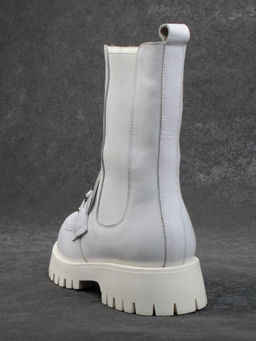 04-YPM5807B WHITE Ботинки зимние женские (натуральная кожа, натуральный мех) - Фабричный китай фото 5