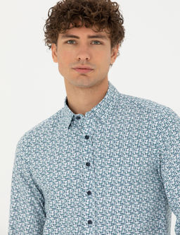 Рубашка Pierre Cardin Slim Fit светло-синяя с длинным рукавом