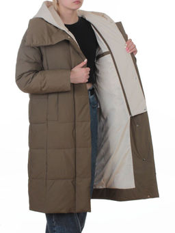A610 DK. GREEN (KHAKI) Пальто зимнее женское со съемным жилетом (200 гр. био-пух)