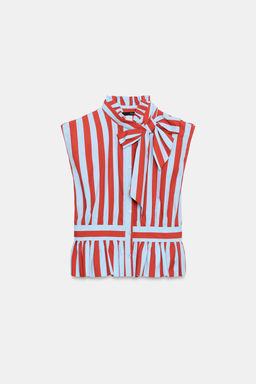 CAMISA RAYAS NUDO MANGA SISA / Raya Roja - Zara фото 7