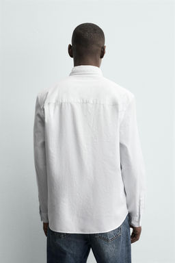 CAMISA ALGOD?N SOFT / Blanco / Celeste - Zara фото 3