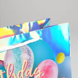 Пакет подарочный голографический, упаковка, «Birthday Present», 32×26×12 см