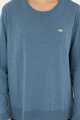 Свитер женский U.S. Polo Assn с круглым вырезом синий хлопок  фото 6