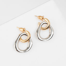 Серьги металл Цепь полукруг, звено, цвет золото с серебром