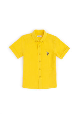 Желтая рубашка с коротким рукавом для мальчика Неожиданная скидка в корзине