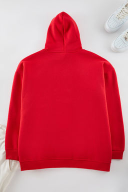 TRENDYOL MAN Buyuk Beden K?rm?z? Oversize/Genis Kesim Kapusonlu Ici Polarl? Sweatshirt TMNAW25AO00005 - Trendyolmilla фото 8