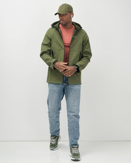 Ветровка спортивная мужская с капюшоном softshell цвета хаки 9563Kh