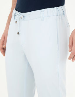 Mavi Slim Fit Beli Lastikli _pli Kanvas Pantolon