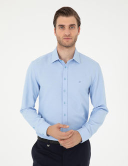 Koyu Mavi Oxford Slim Fit Uzun Kollu G_mlek