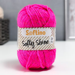Цена за 2 шт. Пряжа 70% акрил, 30% шёлк Softy Shine 50 гр 85 м цвет 02 ярко-розовая