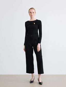 Bisiklet Yaka B?zg?l? Toka Detayl? Kad?n Body