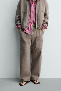 LIMITED EDITION RELAXED FIT TROUSERS WITH STUDS - Zara фото 2