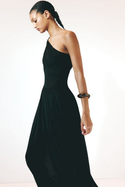 Vestido drapeado de un hombro - H&m фото 6