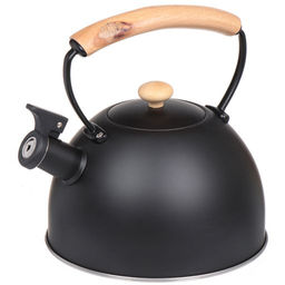 Чайник нерж 3л со свистком, ручка металл и дерево, черный Daniks MSY-078B (347884)