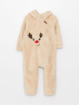 Kap??onlu Uzun Kollu Nak?? Detayl? Erkek Bebek Pel?? Tulum