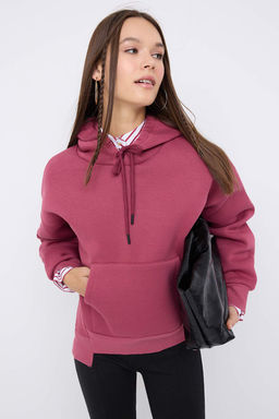 Teen Antrasit Kal?n Ici Polarl? Kapusonlu Cepli Asimetrik Orme Sweatshirt TWOAW26SW00113 - Trendyolmilla фото 3