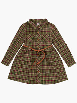 Платье на пуговицах в клетку UD 6846 хаки клетка - Mini maxi фото 5